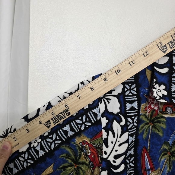 Blue and White Casual Button Down Shirt with Floral Design Boy Size 14 - Picture 9 of 10